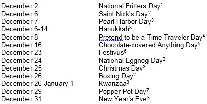 Holidays 2015